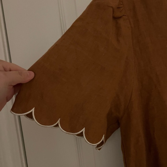 Piper & Scoot burnt orange midi dress with scalloped flutter sleeves - Picture 5 of 7